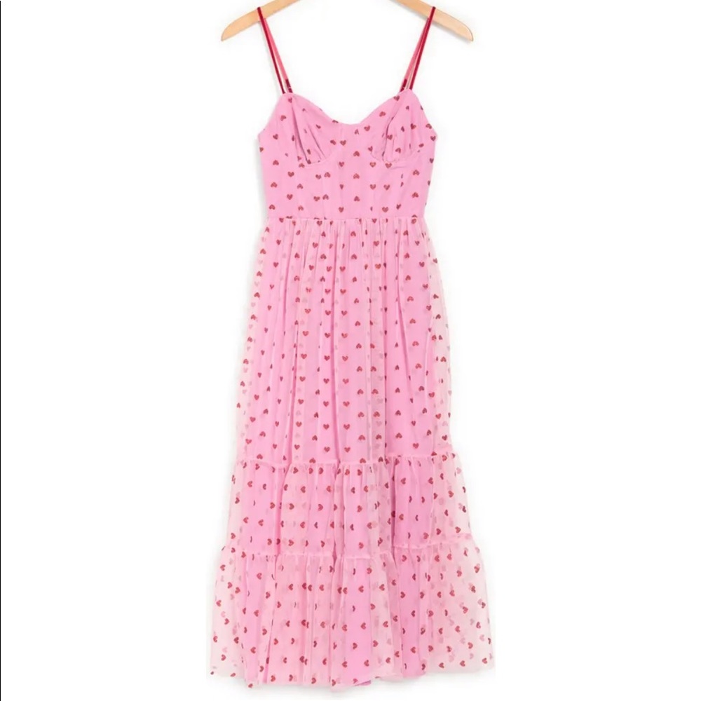 LOOKING FOR!!!! Metallic Heart Print Mesh Midi Dress in aSMALL OR XSMALL